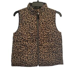 Crewcuts Girls Leopard Black Reversible Puffer Vest L